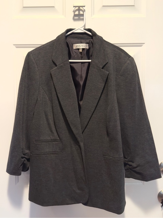 Kasper Jackets & Blazers - Kasper Women's Dark Gray Single-Button Blazer 14W